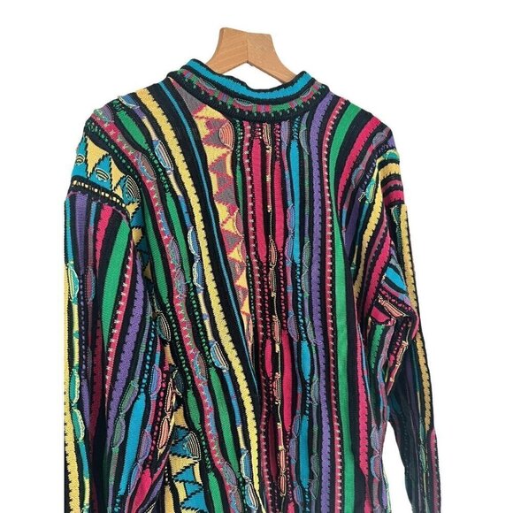 Vintage 90s Coogi Australia Multicolor Knitted Sweater Men's Sz L Biggie Cosby - Picture 2 of 8